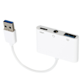 Miniatyrbilde 6 av 8: Hodesettladeradapter Multifunksjonsoppgradering Experience 3 i 1 hann til kvinne USB3.0 til 3.5 mm adapter