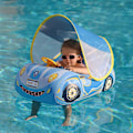 Miniatyrbild 1 av 5: Uppblåsbar bil baby simma flyta med justerbar soltak och säkerhetssäte - poolleksaker för barn 1-4 år