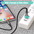 Miniatyrbillede 3 af 5: USB til USB C Adapter 3-pak, Type C Hun til A Han Opladerkabel Konverter Grøn