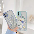 Miniatyrbilde 3 av 4: Kompatibelt iPhone 11 deksel med blomstermønster, klar frostet PC-bakside, blomstrete jenter kvinne og myk TPU beskyttende silikon slankt deksel for iPhone 11 - Blå