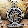 Miniatyrbild 5 av 5: Steampunk Mekanisk Skelettklocka för Män Kopparguldpläterad Dubbellock Retro Stil Hängande Fickur