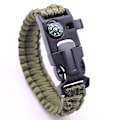 Miniatyrbilde 1 av 3: Justerbart armbånd for utendørs med ildstarter, høy lydfløyte - Ideelt for fotturer, camping, fiske og jakt (1 stk, Army Green)