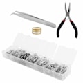 Miniatyrbilde 6 av 8: Åpne Jump Rings Hummerspenner med tang Pinsett for DIY-smykker (sølvsvart)