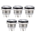 Miniatyrbillede 1 af 8: 5 stk knapkontakt rustfrit stål flad top knap med LED selvnulstilling strømtilbehør 12mmDC3-6V Grøn