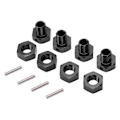 Miniatyrbild 7 av 8: 4 st/set 17 mm aluminiumlegering hjulhexkoppling för JLB 1/10 lastbilsserie RC-däckhexnavadapter svart