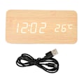 Miniatyrbild 2 av 8: Trä digital klocka LED-display pekskärm ljudkontroll BT-anslutning digital skrivbordsklocka för sovrum kontor café