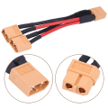 Pikkukuva 6 / 7: XT60 rinnakkaisakun liitinsovitin 14AWG kaapeli RC Lipo 1 naaras - 2 uros 1 Female to 2 Male