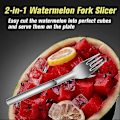 Miniatyrbilde 2 av 5: 2 i 1 Vannmelonkutter og -deler - Fruktkuttgaffel i rustfritt stål Melon Cube Cutting Tool for kjøkkenutstyr