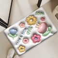 Miniatyrbillede 3 af 5: Blomstermønstret skridsikker bademåtte 40 x 60 cm, badeværelsesmåtte, skridsikker måtte, diatoméjord bademåtte, 3D vision gulvmåtte til brusebad, badekar og toiletsæt A