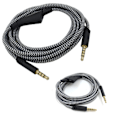 Miniatyrbillede 6 af 8: Hovedtelefonkabel med volumenkontrol Justerbart gaming headsetkabel med tuning gear til Astro A10 A40 A30 6,6 fod Sort hvid