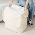 Miniatyrbillede 3 af 5: Canvas Opbevaringspose til Garderobe, Stor Blød Organizer til Sengetøj og Tøj - Beige