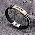 Miniatyrbillede 5 af 5: Justerbar silikonearmbånd til mænd - rustfrit stål armbånd i guld