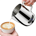 Miniatyrbillede 1 af 5: Mælkekande med termometer 550ml - Kaffekande i rustfrit stål - Mælkekop til hjem og køkken