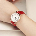 Miniatyrbild 3 av 8: Sanda Dam Dam Analog Rund Kvarts Läderrem Date Watch Klassiskt Armbandsur (Rött Armband)