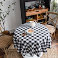 Miniatyrbillede 4 af 5: Sort og hvid ternet vandtæt dug til spisning, fester og udendørs picnic