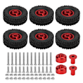 Miniatyrbilde 1 av 8: RC-gummihjul med aluminiumsfelgnav for WPL C14 C24 C34 C44 B14 B24 B16 B36 4WD bilmodellRød