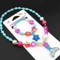 Miniatyrbild 4 av 6: Barn pärlhalsband Set Flickor Stjärnskalformade hängsmyckesset Födelsedagspresent Halsband Set