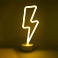 Miniatyrbillede 1 af 4: Neon Gul Natlampe med Hvid Base til Soveværelse og Fest Dekoration Batteridrevet