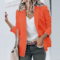 Miniatyrbillede 4 af 5: Business Casual Dame Langærmet Cardigan Blazer med Sjal Krave 2XL Orange