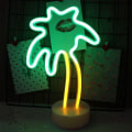Miniatyrbillede 1 af 5: Palme, skarpt LED neonlys, batteri/USB strømforsyning, kokoslys til pigeværelset