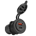 Miniatyrbillede 2 af 8: Bil USB-portlader QC4.0 PD-grænseflade Hurtigopladning 12-24V 60W med blå terminal til RV-både Motorcykler Oplader med 20cm/7.9in kabel