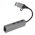 Pikkukuva 3 / 8: USB3.0-keskitin 5 Gbps Plug and Play 4 portin alumiiniseos USB C - RJ45 -sovitin Windowsille Linuxille OS X:lle hopea