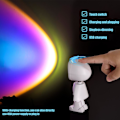 Miniatyrbillede 6 af 8: Solnedgangsbord Projektionslys Robotfigur LED Kunstprojektionslampe 360 Graders Lampe til Hjem Bar Festdekoration