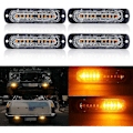 Miniatyrbillede 1 af 5: Gule LED Strobelys - 4D 4 stk., 10 LED'er, Nødlysbar til Bil Auto Blink - 12V 24V Sikkerhedsbeacon