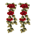 Miniatyrbillede 4 af 8: 2 stk. røde blomsterbroderede patches, delikate blomsterdetaljer, lyse farver, strygepatches til tøj, håndtasker, hatte, bukser
