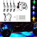 Miniatyrbilde 7 av 8: 4 stk RGB LED blinkende flerfarget fjell lys underbody glød lys Bluetooth trådløs