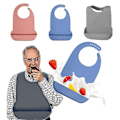 Miniatyrbild 1 av 5: 1-pack Tvättbar Silikonhaklapp för Vuxna med Ficka Vattentätt Klädskydd