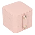 Miniatyrbillede 2 af 8: Smykkeæske Pink Bærbar Multi Layer PU Læder Smykke Rejsetaske til Hjem Ring Øreringe Halskæde