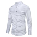 Pikkukuva 2 / 4: Miesten rento, valkoinen, kiiltävä, pitkähihainen, slim-fit-pukeutumispaita