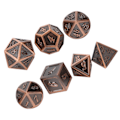 Miniatyrbilde 4 av 8: 7-delt sett med rollespill polyhedral terninger i sinklegering for brettspill i bronsefarge