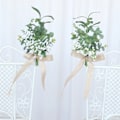 Miniatyrbillede 3 af 5: Udendørs bryllup stol ryg blomsterdekoration - lille buket til bryllup scene layout (2 stk)