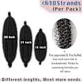 Pikkukuva 4 / 5: 24 tuumaa Pr-spars Springy Afro Twist -hiukset, 8 pakkausta Pr-Fluffed Spring Twist -hiuksia Distressed Soft Locs -kampauksiin, luonnollinen musta Marley Twist -lettikampaus E