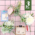 Miniatyrbilde 2 av 5: 3-delt kunstig Peony Camellia-blomstrende plante for DIY retro-dekorasjon i hjemmet, kontoret, hage, fest, bryllup - hvit, rosa, grønn