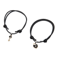 Miniatyrbillede 4 af 8: 10 stk Hjerteform armbånd Nylon reb Længde Justerbar Let Match Stilfuldt Armbånd Smykker til Par Kvinder Mænd Gave Sort