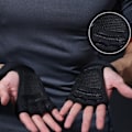 Miniatyrbillede 5 af 8: Håndvægtløftningshandsker Anti-Slip Fitness Træningshandsker Halv Finger Længde Forlænget Viklet Håndled Beskyttelseshandsker Sort XL
