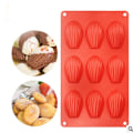 Miniatyrbillede 2 af 4: 1 stk. 9 Hullers Silikone Madeleine Form til Kage, Chokolade, Budding, Mousse, Konditorform, DIY, BPA Fri (Tilfældig Farve)