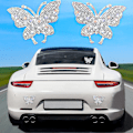Miniatyrbillede 2 af 5: 4 stk. Butterfly Krystal Bilstickere Rhinestone Bling Dekaler til Bumper Vinduer Laptops