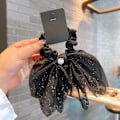 Miniatyrbilde 6 av 8: Hår Scrunchies med sløyfe skinnende mesh sløyfe hestehale holdere Scrunchies for jenter kvinner svart