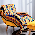 Miniatyrbillede 2 af 5: Gul Houndstooth Bohemian Plaid strikket tæppe med kvaster - 130x230 cm