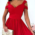 Miniatyrbillede 3 af 3: Off Shoulder Maxi Strandkjole S Rød