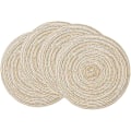 Pikkukuva 1 / 5: Pyöreät punotut tabletit, 4 kpl, pyöreät pöytätabletit ruokapöytiin, 38 cm (beige, 4)