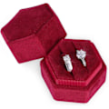 Miniatyrbillede 1 af 5: Fløjls Ringæske, til Smykker Dobbelt Slids Hexagon Ringæske til Forlovelse Bryllupsceremoni Valentinsdag Holder 2 Ringe (Vinrød)