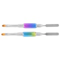 Miniatyrbillede 7 af 8: 2 stk DualEnded UV Gel Brush Picker Rustfrit stål bærbare neglebørster Manicure Tool