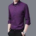 Pikkukuva 3 / 4: Miehet Slim Fit Violetti Pitkähihainen Napitettu Pukeutumispaita