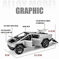 Pikkukuva 3 / 5: Tesla Cybertruck Leluauto Malli Diecast Ajoneuvot 1:24 Mittakaava - Joululahjat Lapsille Hopea Ilman Laatikkoa