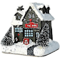 Miniatyrbillede 1 af 5: Juledekorationer Sne Hus Vinterlandsby Med LED Lys, AAA Batteridrevet Julelandskabsdekoration Ornament 1 stk. sort